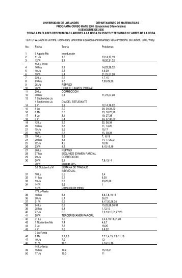 UNIVERSIDAD DE LOS ANDES - Departamento de MatemÃ¡ticas ...