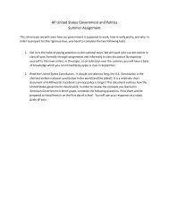 AP United States Government and Politics Summer Assignment