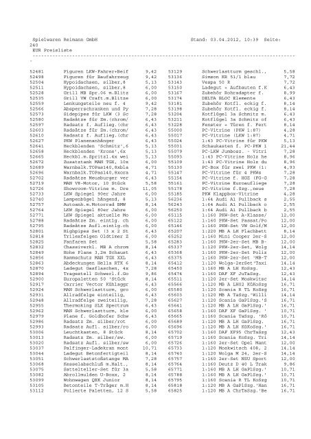 PDF-Gesamtpreisliste - Spielwaren Reimann GmbH