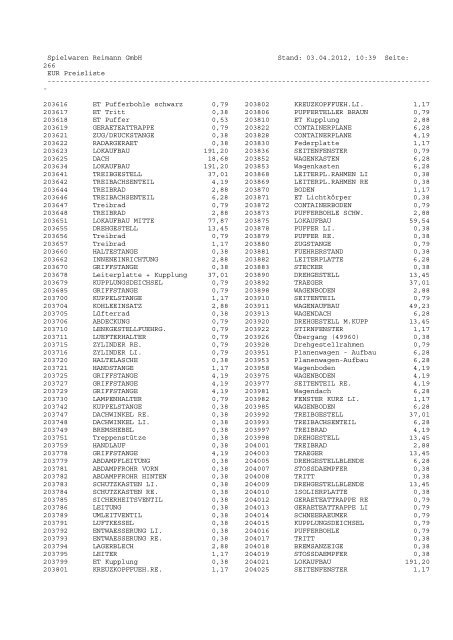 PDF-Gesamtpreisliste - Spielwaren Reimann GmbH