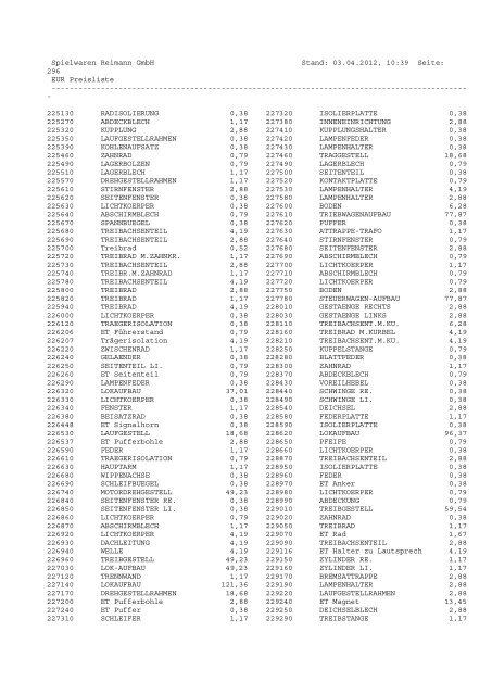 PDF-Gesamtpreisliste - Spielwaren Reimann GmbH