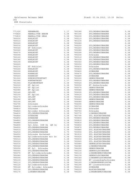 PDF-Gesamtpreisliste - Spielwaren Reimann GmbH