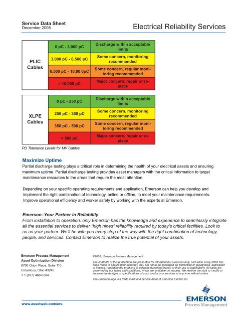 Partial Discharge Testing for Cables - Emerson Network Power