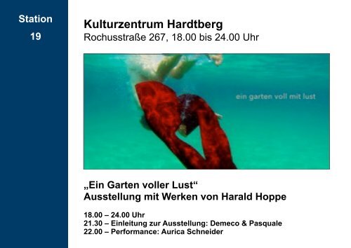 HardtbergKulturNacht - Das Programm 7 September 201318 - 24 Uhr