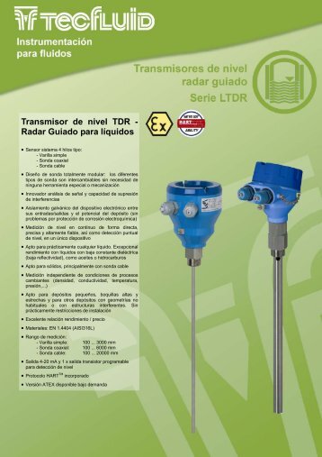 Transmisor de nivel TDR - Radar Guiado para líquidos