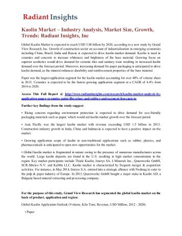Kaolin Market – Industry Analysis, Market Size, Growth, Trends Radiant Insights, Inc.pdf