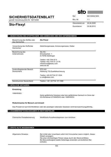 SICHERHEITSDATENBLATT Sto-Flexyl