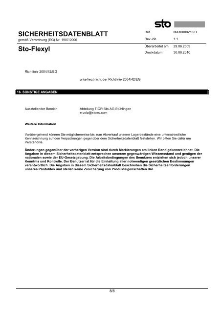 SICHERHEITSDATENBLATT Sto-Flexyl