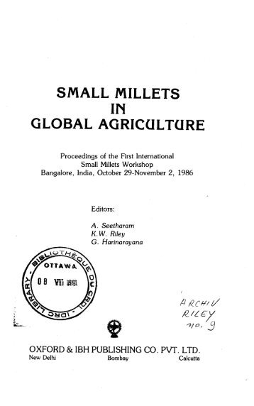 small millets in global agriculture - IDL-BNC @ IDRC - International ...