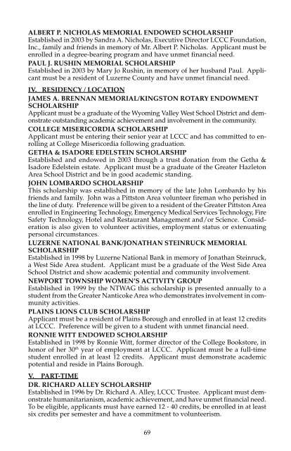 2004-2005 COLLEGE CATALOG - Luzerne County Community ...