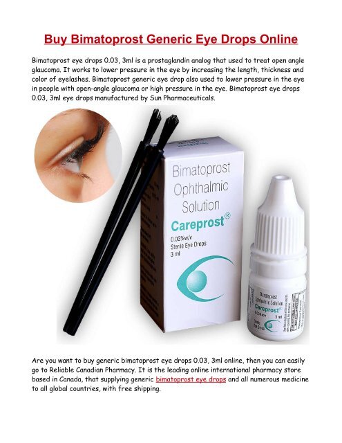 Buy Bimatoprost Generic Eye Drop Online