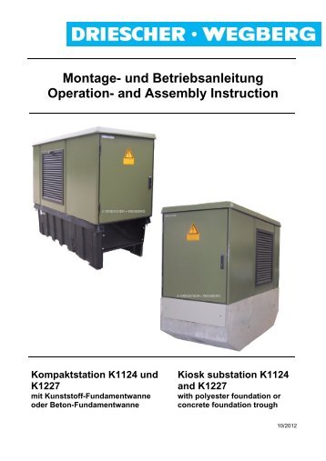 Montage- und Betriebsanleitung Operation - Driescher â¢ Wegberg