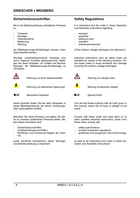 Montage- und Betriebsanleitung Operation and Assembly Instruction