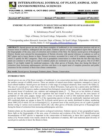 endemic plant diversity in selected sacred groves of