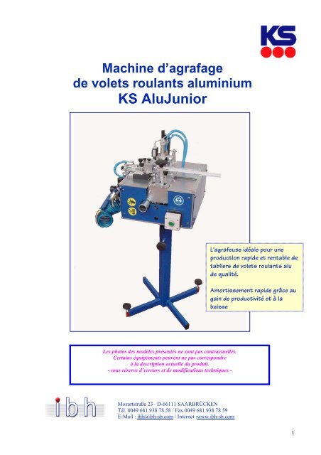 Machine d'agrafage de volets roulants aluminium KS AluJunior