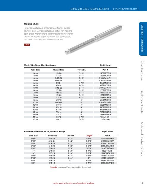 Hayn Rigging Products