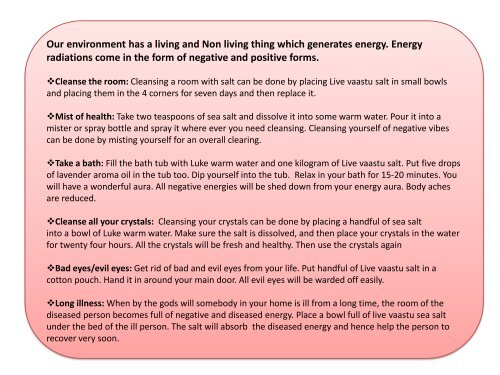 Vastu for sea salt