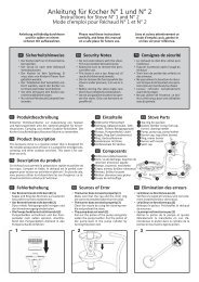 Anleitung für Kocher N° 1 und N° 2