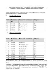 List of Selected candidates for admission to M. Tech Programme ...