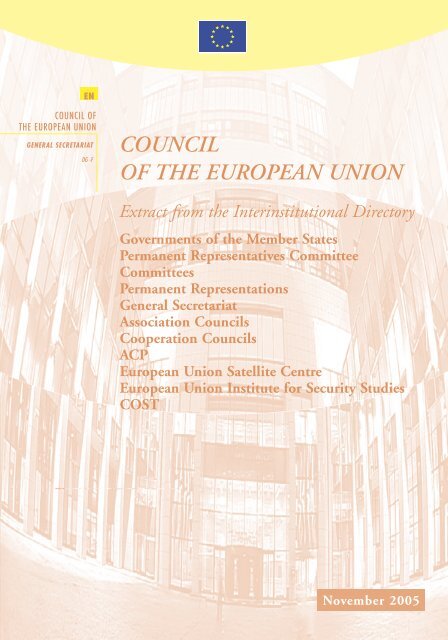 Extract from the Interinstitutional Directory - Council of the European ...