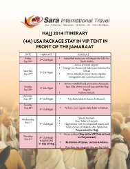 HAJJ 2014 ITINERARY (4A) USA PACKAGE STAY IN VIP TENT IN FRONT OF THE JAMARAAT