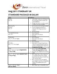 HAJJ 2011 ITINERARY UK STANDARD PACKAGE 40 SALAH