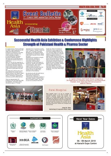 Next Year Dates 06 - 08 March 2010 at Karachi Expo ... - Health Asia