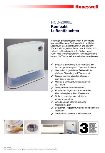 HCD-2000E Kompakt Luftentfeuchter