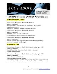 2013 IABC/Toronto OVATION Award Winners