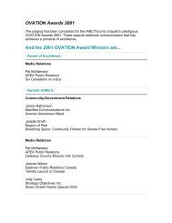 OVATION Awards 2001 And the 2001 OVATION Award Winners are..