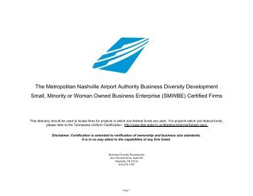 MNAA SMWBE Certification Directory - Nashville International Airport