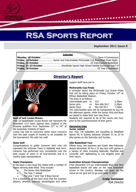 RSA Sports Report