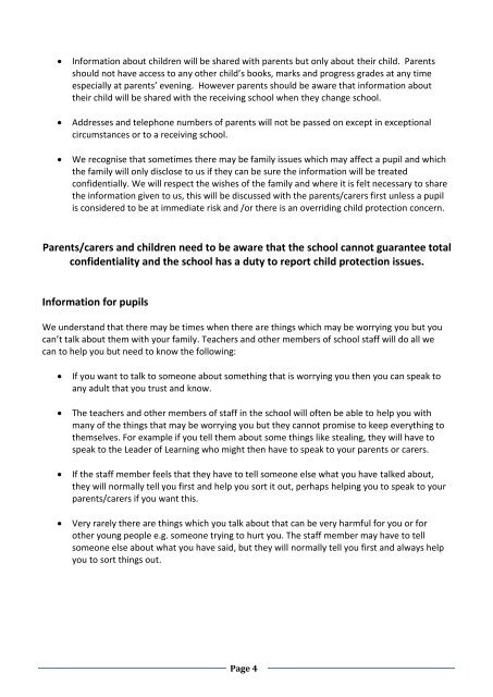 Deptford Green School Confidentiality Policy