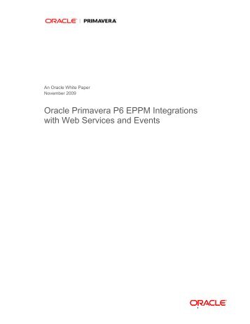 Oracle Primavera P6 EPPM Integrations with Web Services and Events