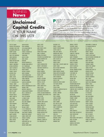 News Unclaimed Capital Credits Pto