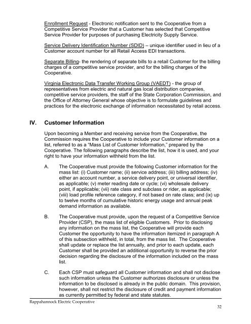 Terms and Conditions - Rappahannock Electric Cooperative