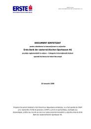 DOCUMENT SINTETIZAT Erste Bank der oesterreichischen Sparkassen AG