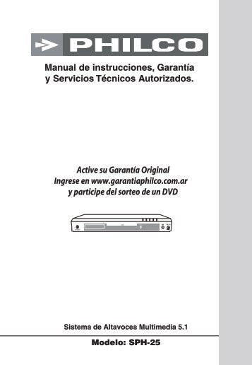 Manual de instrucciones, GarantÃ­a y Servicios TÃ©cnicos ... - Philco