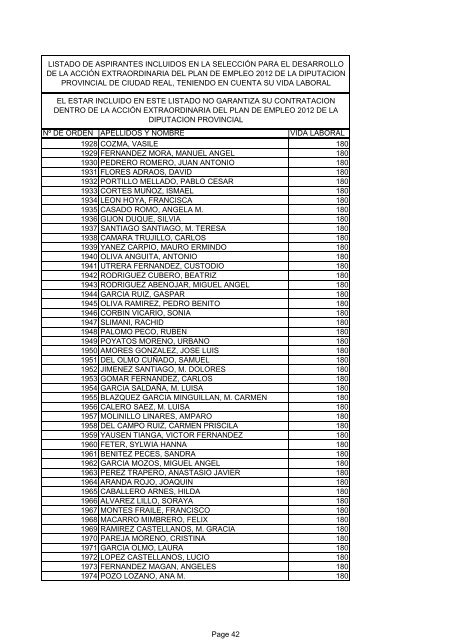 Nº DE ORDEN APELLIDOS Y NOMBRE VIDA LABORAL 1 RUIZ ...