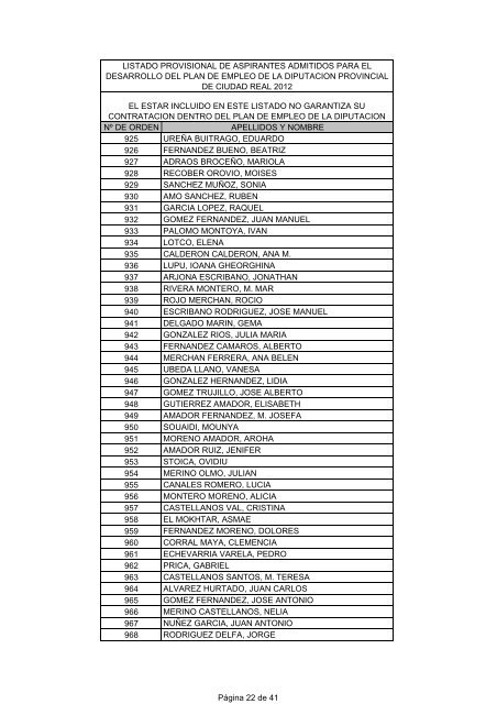 Listado Provisonal de Admitidos (Ordenado por Renta)