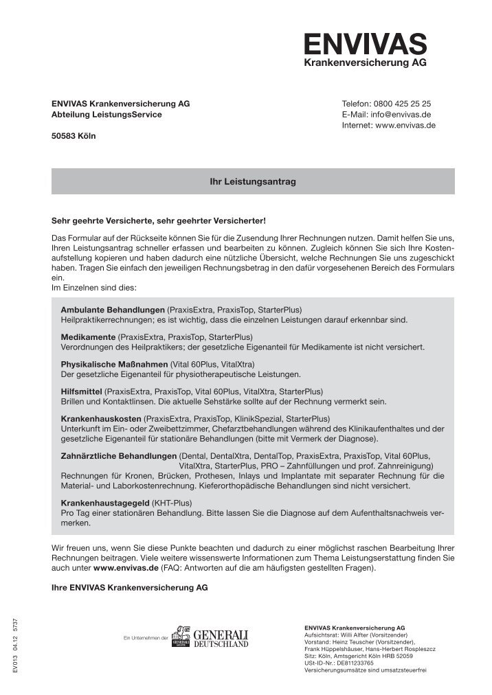 Leistungsantrag Magazine