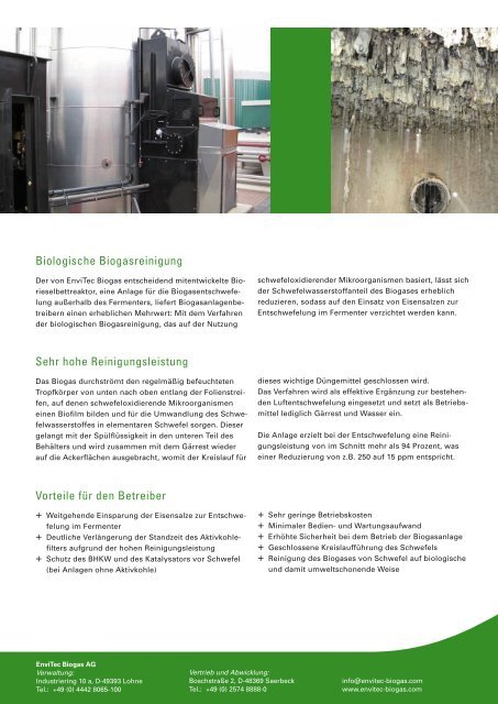 Externe Entschwefelungsanlagen - EnviTec Biogas AG