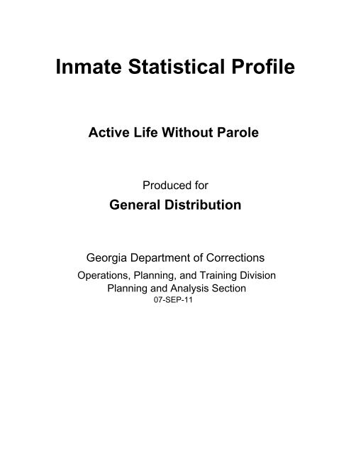 Inmate Statistical Profile