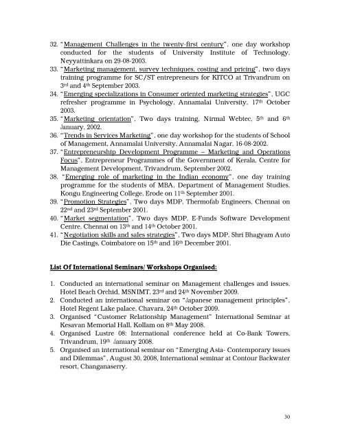 CURRICULUM VITAE - Institute of Management in Kerala