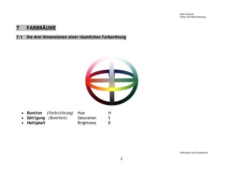 FARBE UND WAHRNEHMUNG 7 FARBRÄUME UND FARBMETRIK