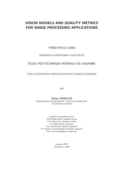 Vision Models And Quality Metrics For Image Processing Applications
