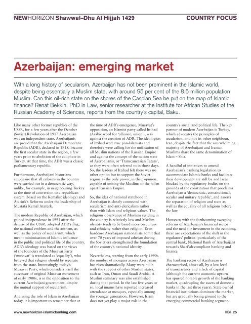 azerbaijan: emerging market islamic banking and finance