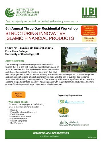 STRUCTURING INNOVATIVE ISLAMIC FINANCIAL PRODUCTS