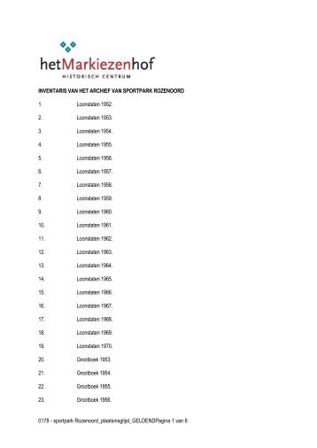 inventaris van het archief van sportpark rozenoord - Markiezenhof