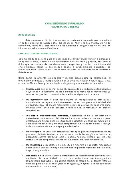 Consentimiento Informado Ejemplo Fisioterapia